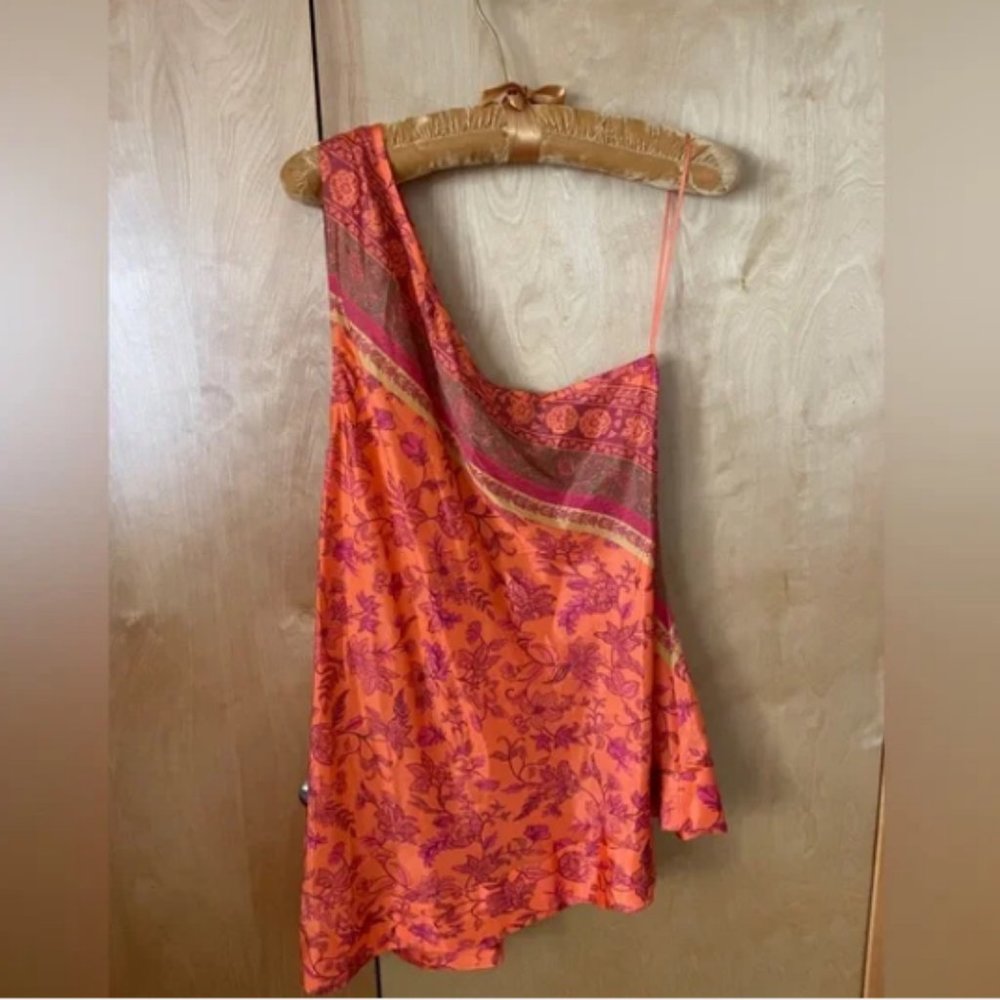 Free People Mira Coral One Shoulder Bohemian Tunic Tank Top.- XL - Picture 3 of 11